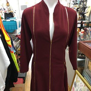 Ashley Stewart Sexy Wine Colored Zipper Dress  NWT 14 or Large